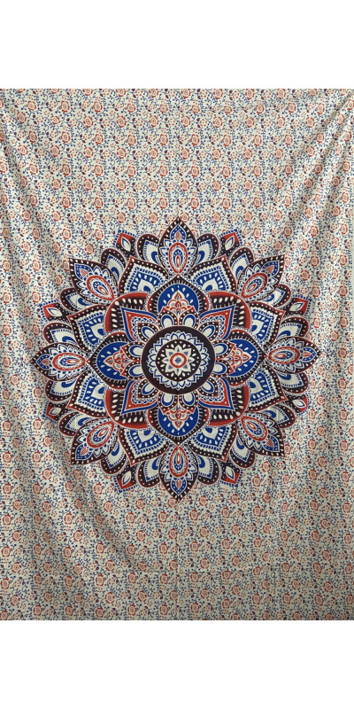 Zest For Life Red/Blue Mandala Tapestry 52x80"