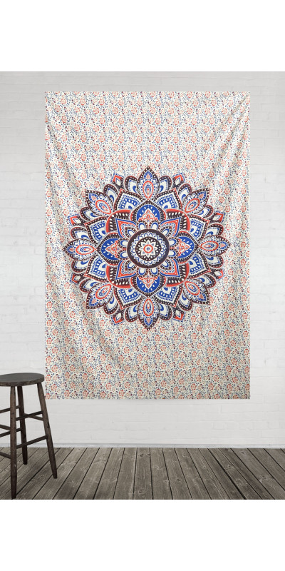 Zest For Life Red/Blue Mandala Tapestry 52x80"