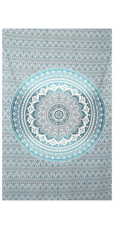 Zest For Life Teal Mandala Tapestry 52x80"