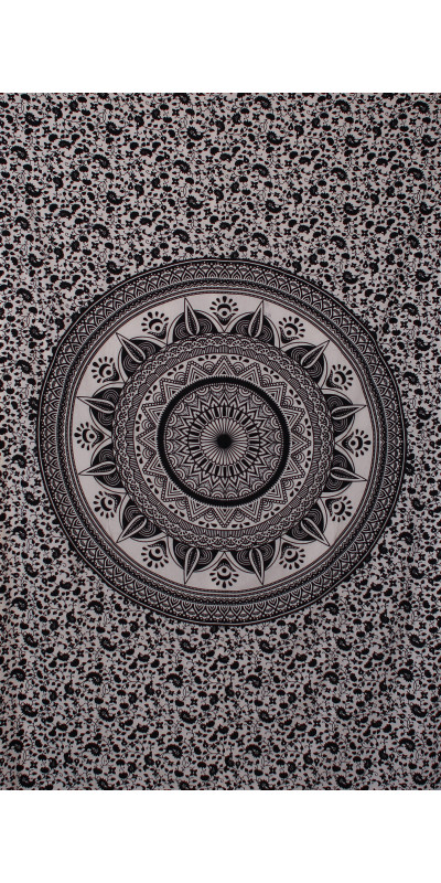 Zest For Life Mandala Mini Tapestry 30x45" Black & White