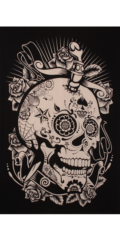 Zest For Life Skull Mini Tapestry 30x45" Black & White