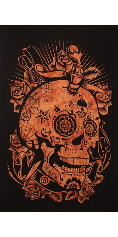 Zest For Life Skull Mini Tapestry 30x45" Orange Tie Dye