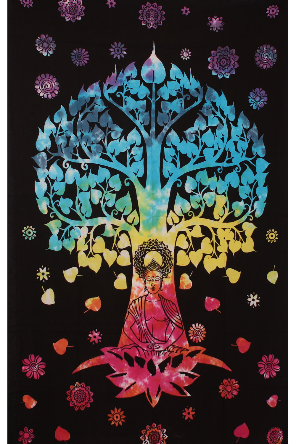 Zest For Life Tie Dye Buddha Tree Tapestry 52x80" 