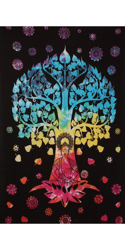 Zest For Life Tie Dye Buddha Tree Mini Tapestry 30x45"