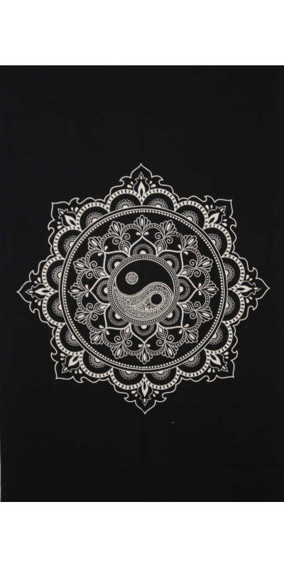 Zest For Life Yin Yang Mandala Mini Tapestry 30x45" Black & White DISCO