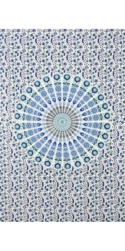 Zest For Life Circle Plume Tapestry Blue/White 52x80"