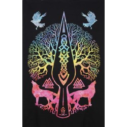 Zest For Life Tie Dye Celtic Wolf Tree Tapestry 52x80" 