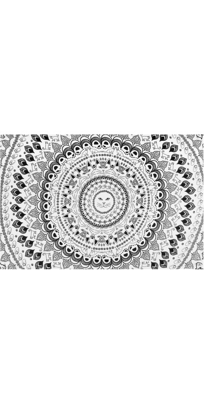 Zest For Life Cat Mandala Tapestry 52x80" - Artwork by Dina June Toomey