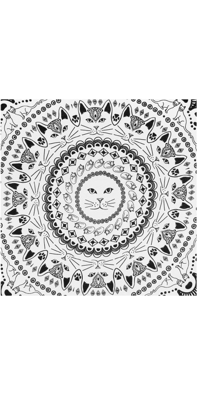 Zest For Life Cat Mandala Tapestry 52x80" - Artwork by Dina June Toomey