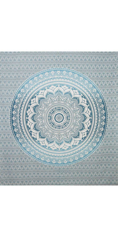 Zest For Life Teal Mandala Tapestry 84x95"