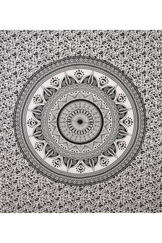 Zest For Life Black/White Mandala Tapestry 84x95"