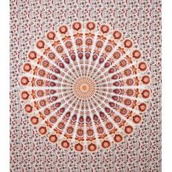 Zest For Life Circle Plume Tapestry Red 84x95"
