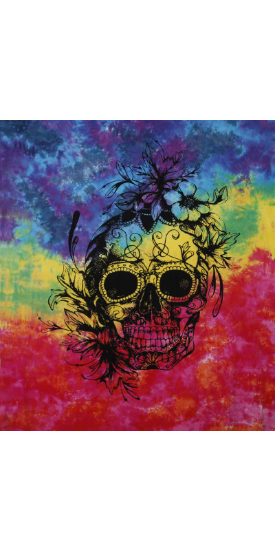 Zest For Life Flower Skull Tapestry 84x95"