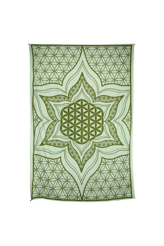 Zest For Life Flower Of Life Mini Tapestry Green 30x45"