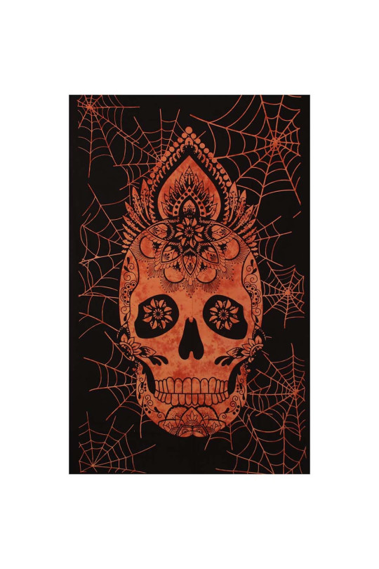 Zest For Life Skull Webs Mini Tapestry 30x45" Orange Tie-Dye 
