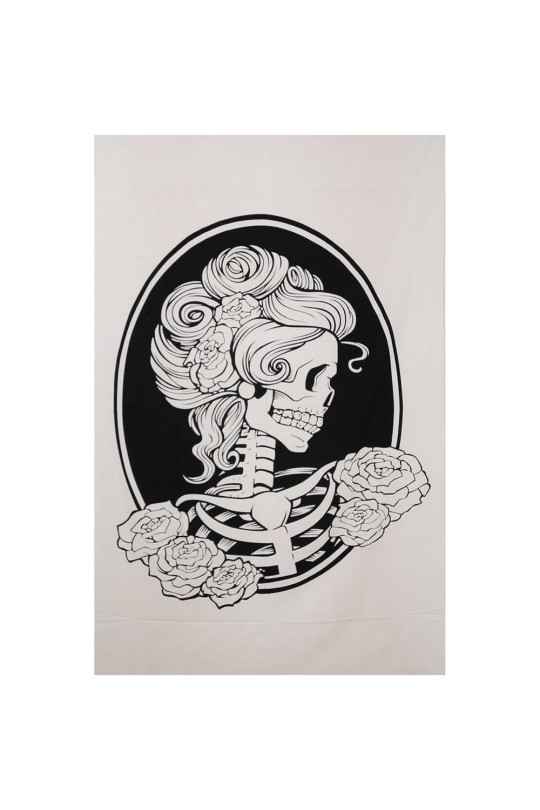 Zest For Life Skull & Roses Mini Tapestry 30x45" Black & White 