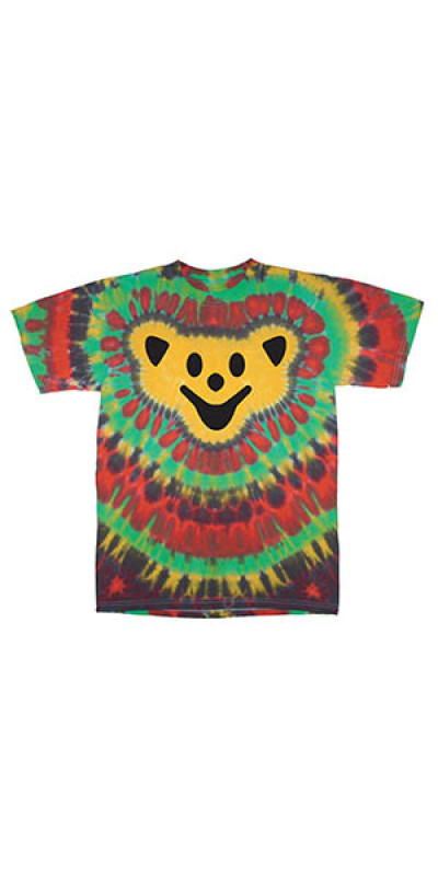 Tie Dyed T-Shirt Rasta Bear Head