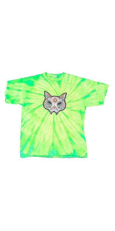 Day of the Dead Cat Face Tie Dyed T-Shirt