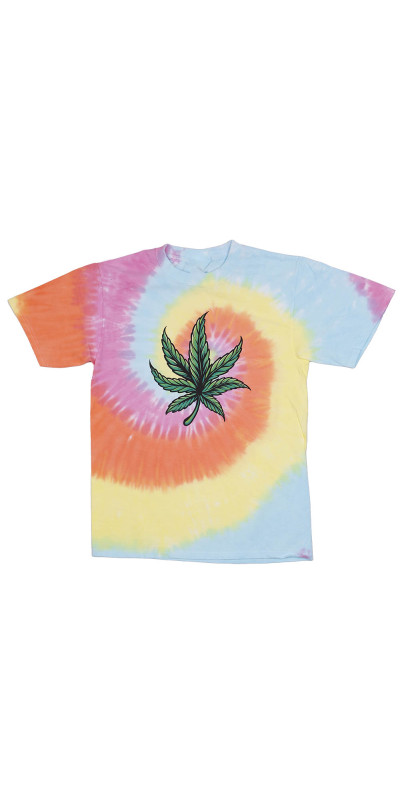 Big Leaf Pastel Spiral Tie Dyed T-Shirt