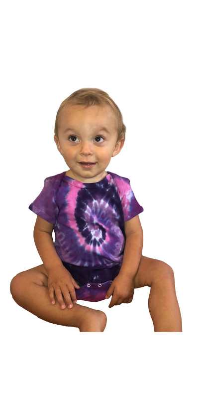Purple Pink Spiral Tie Dye Baby Romper