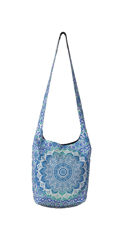 Mandala Zip Top Hobo Bag Blue/Teal