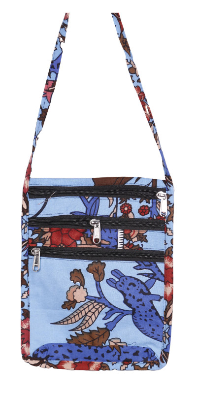 Blue Floral Passport Pouch Purse Bag