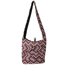 Jacquard Zip Top Shoulder Bag Pink Zig Zag *SALE*