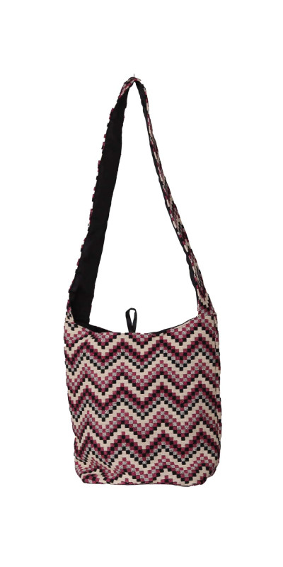 Jacquard Zip Top Shoulder Bag Pink Zig Zag *SALE*