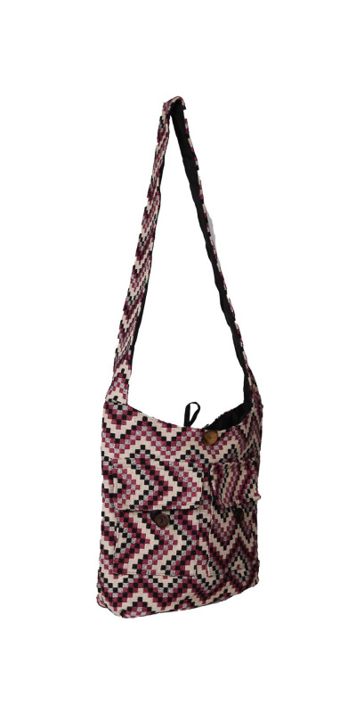 Jacquard Zip Top Shoulder Bag Pink Zig Zag *SALE*