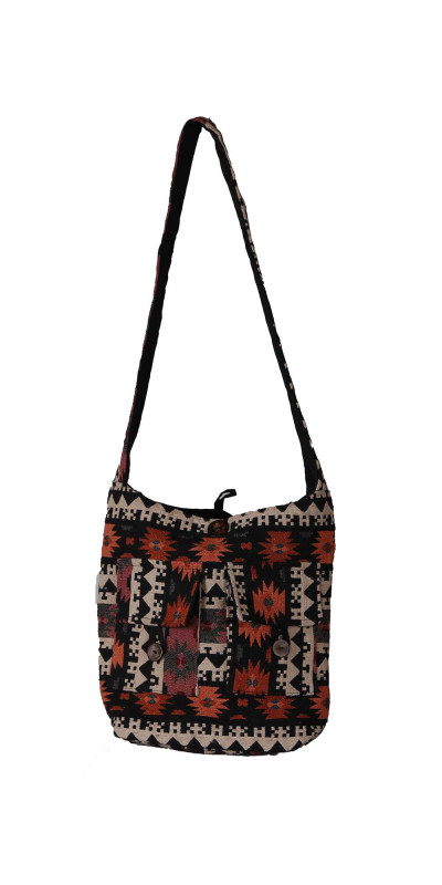 Jacquard Zip Top Shoulder Bag Copper/Black *SALE*