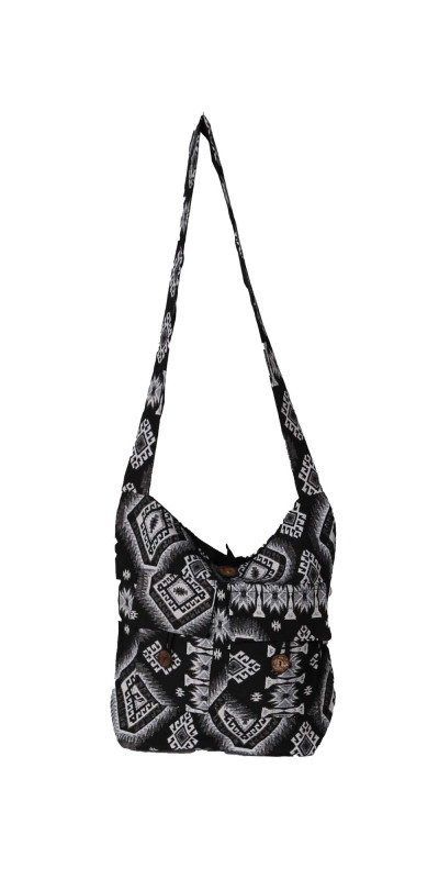 Jacquard Zip Top Shoulder Bag Black & White *SALE*