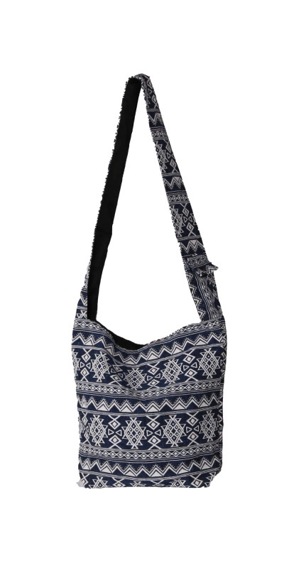 Jacquard Zip Top Shoulder Bag Blue/White *SALE*