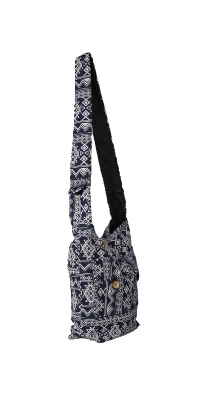Jacquard Zip Top Shoulder Bag Blue/White *SALE*