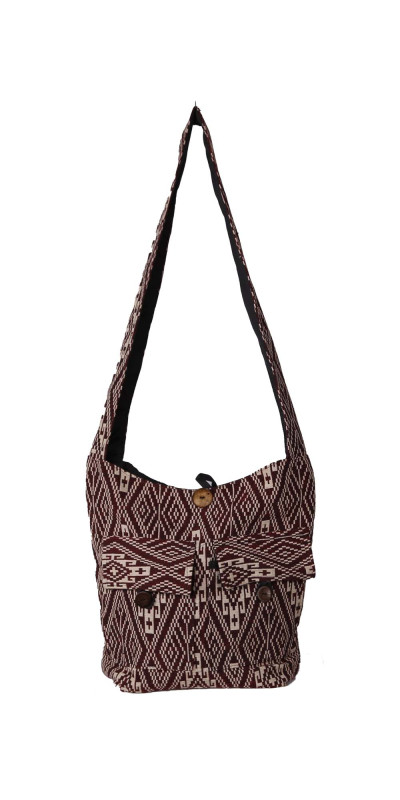 Jacquard Zip Top Hobo Bag Brown/White *SALE*