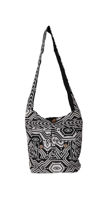 Jacquard Zip Top Hobo Bag Black & White *SALE*