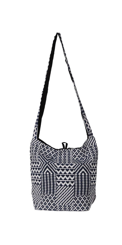 Jacquard Zip Top Hobo Bag Blue/White *SALE*