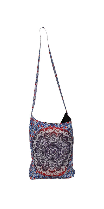Mandala Zip Top Hobo Bag Blue/Red