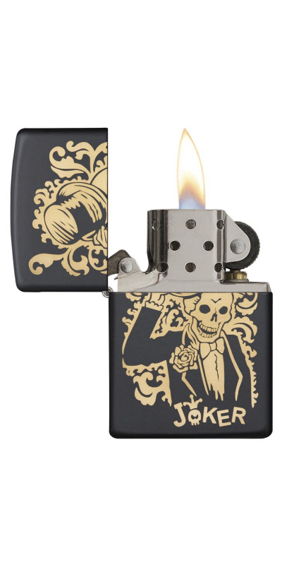 Joker Skeleton With Top Hat Zippo Lighter