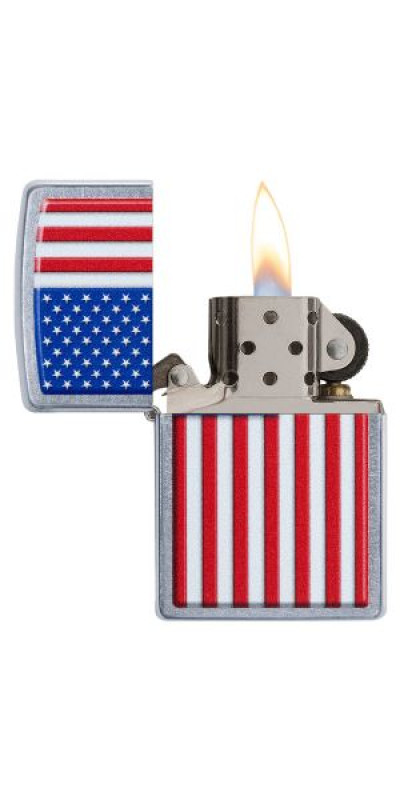 American Flag Street Chrome Zippo Lighter
