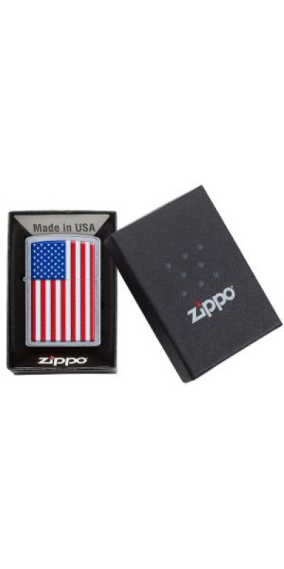 American Flag Street Chrome Zippo Lighter