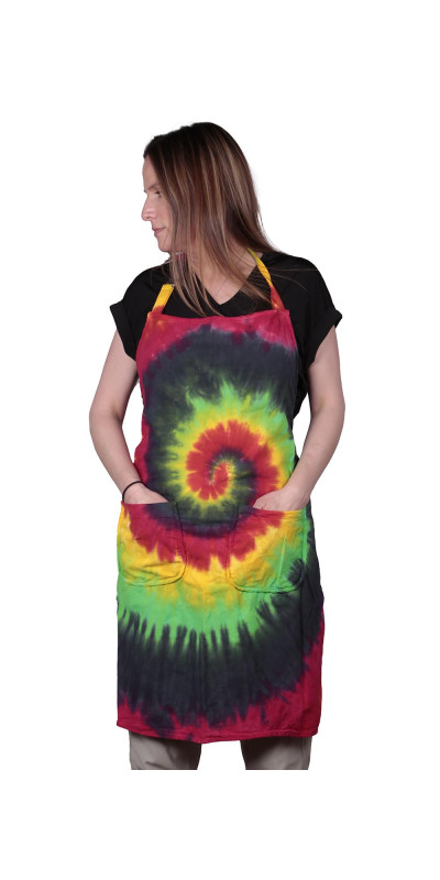 Tie Dyed Apron Rasta Spiral