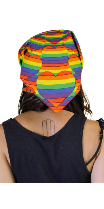 3D Equality Rainbow Hearts Bandana 22x22