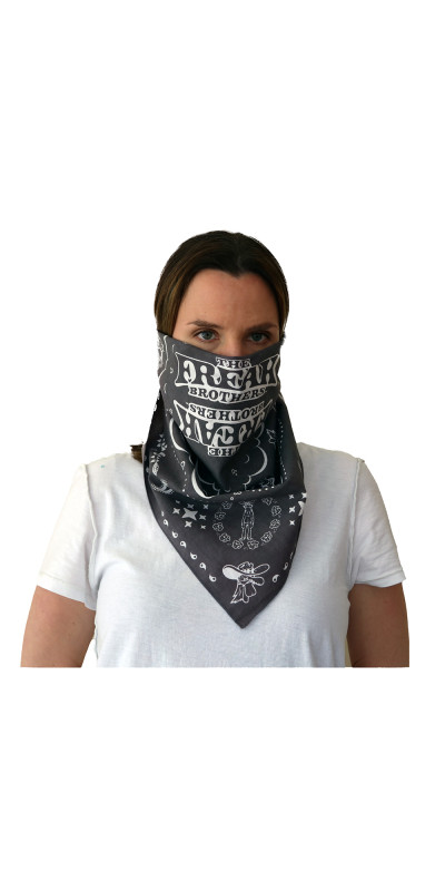 Freak Brothers Bandana 22x22 Charcoal  **Sale**