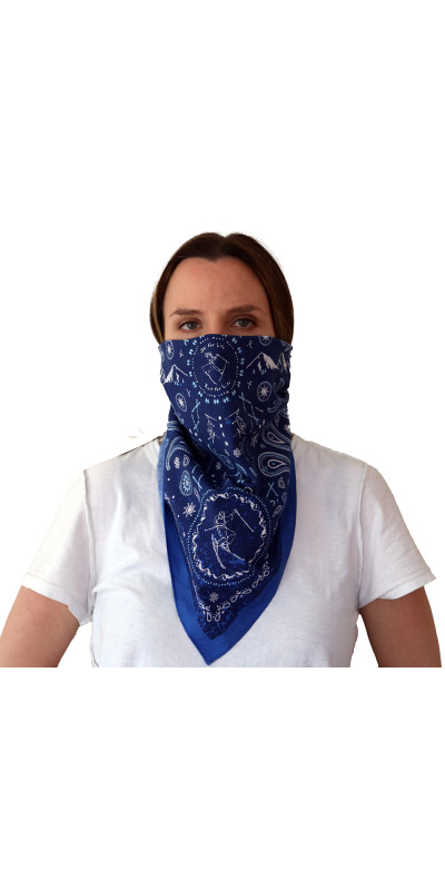 Skiing Bandana Blue 22x22