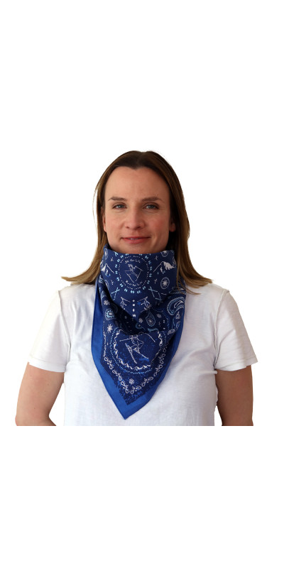 Skiing Bandana Blue 22x22