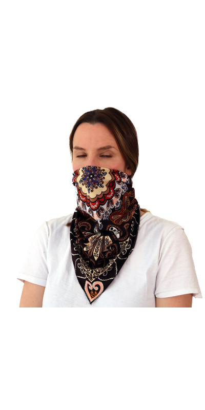 Black & Brown Paisley Bandana 22x22