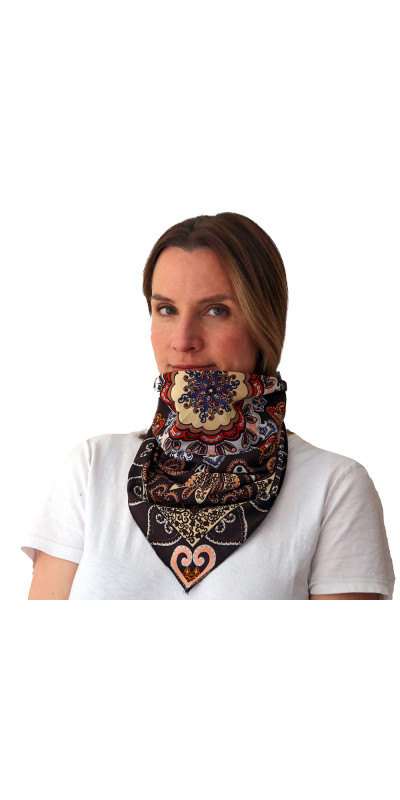Black & Brown Paisley Bandana 22x22