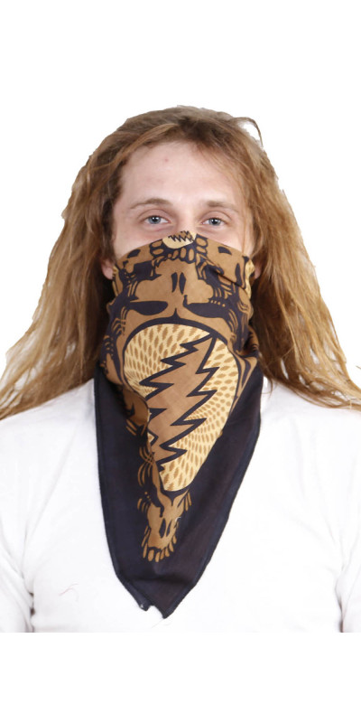 Grateful Dead Spin Your Face SYF Bandana Tan 22x22