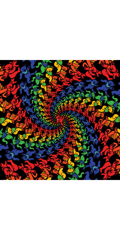 3D Grateful Dead Rainbow Bear Spiral Bandana 22x22