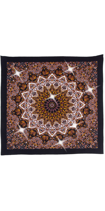 India Star #9  Bandana Adorned with 144 Swarovski Crystals Brown, Tan & Gray  22x22